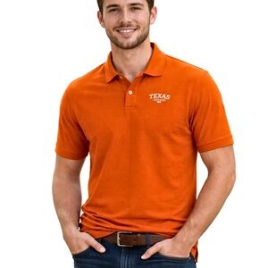 Polo Shirt UT Texas Longhorns Orange Team Spirit Knit Top Mens SZ 2XLT Big Tall